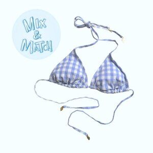 Gingham Triangle Bikini Top In Blue / White By Quintsoul NWOT